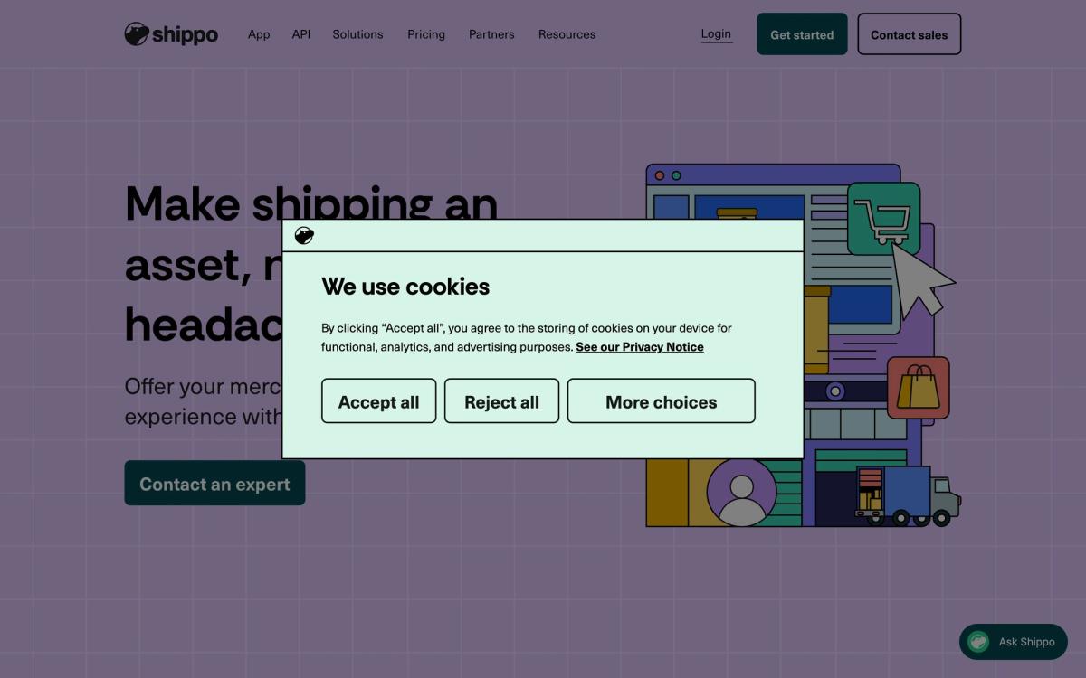 Shippo, product page screenshot