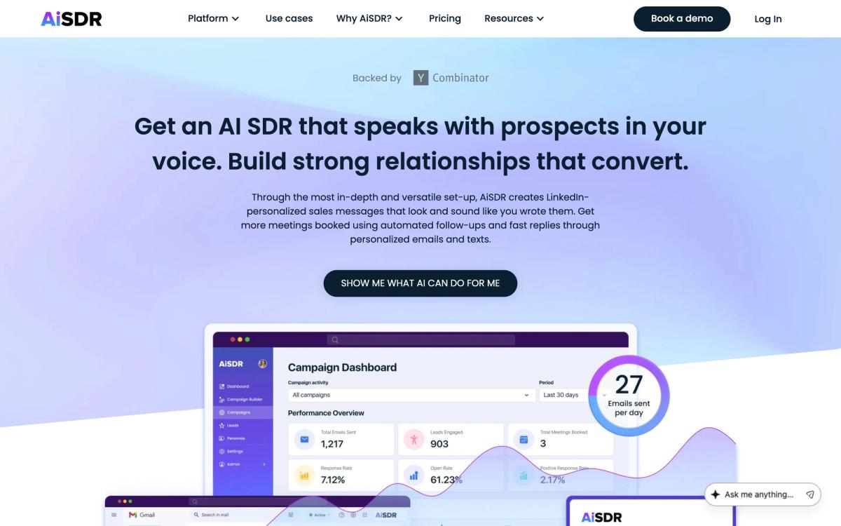 AiSDR: product page screenshot