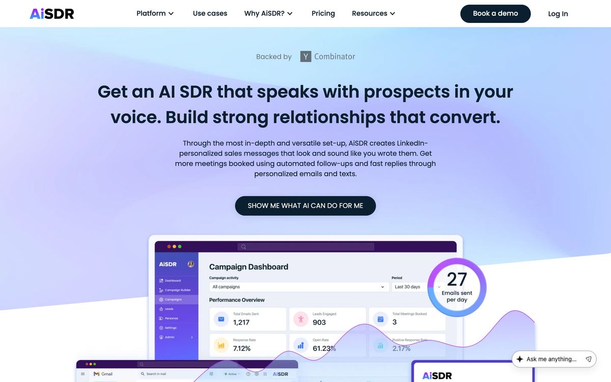 AiSDR: product page screenshot