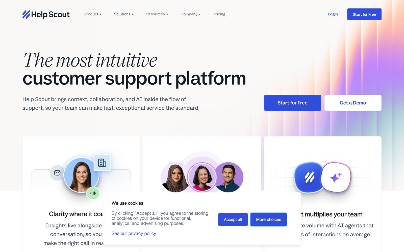 Help Scout website, homepage