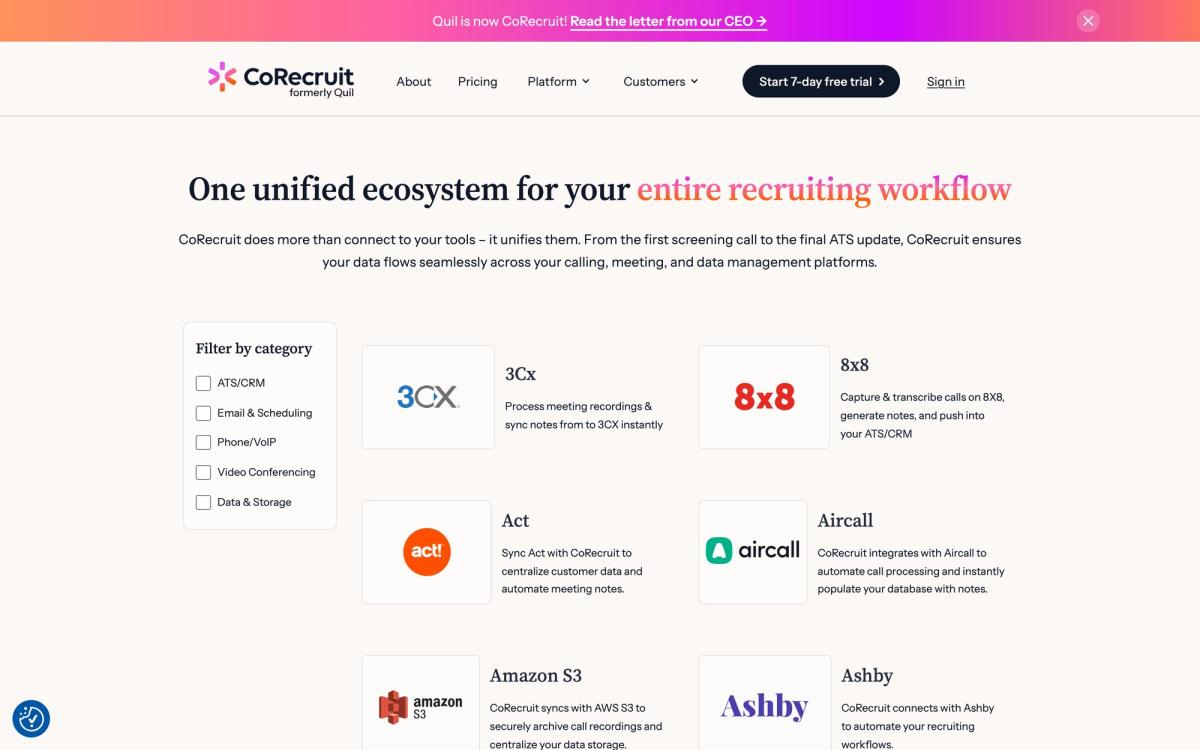 CoRecruit, product page screenshot
