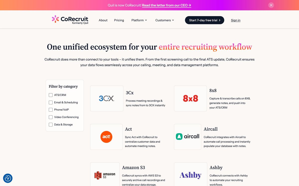 CoRecruit, product page screenshot