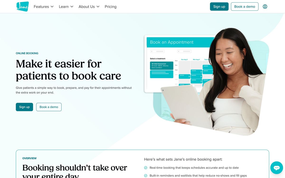 Jane, features page screenshot