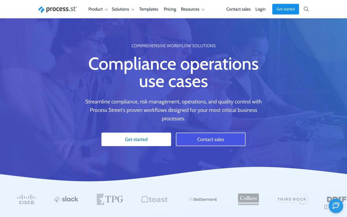 Process Street, use cases page screenshot