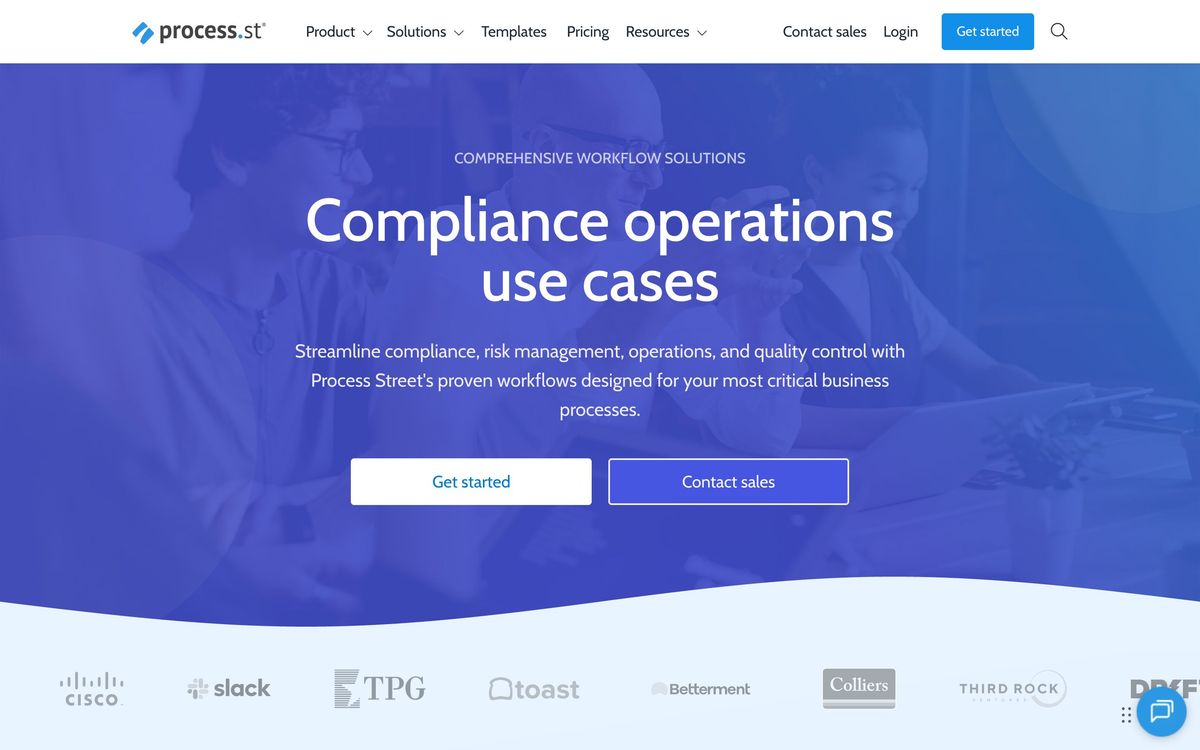 Process Street, use cases page screenshot