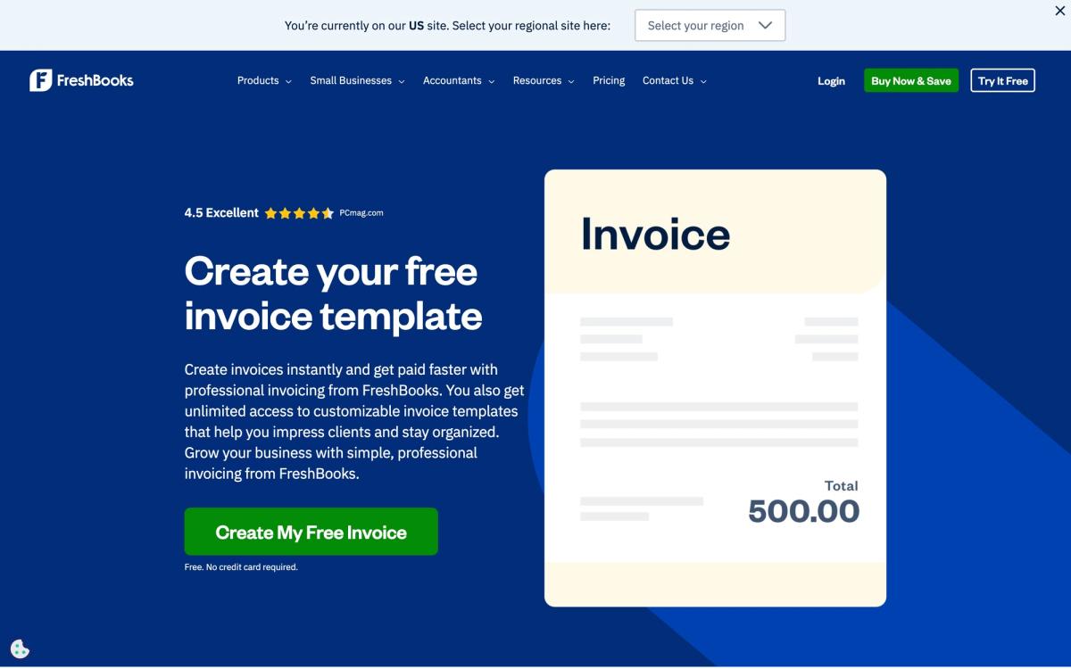 FreshBooks: templates page screenshot