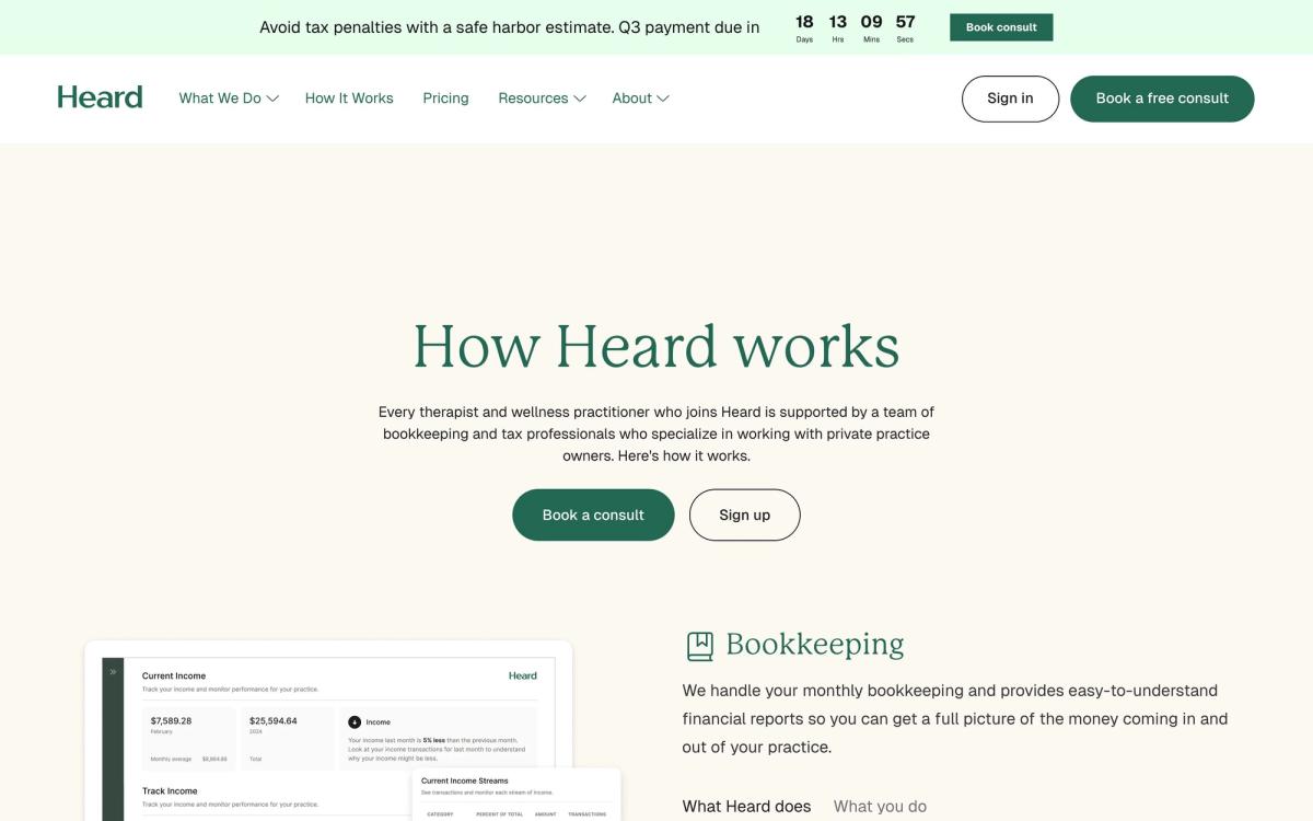 Heard, how it works page screenshot