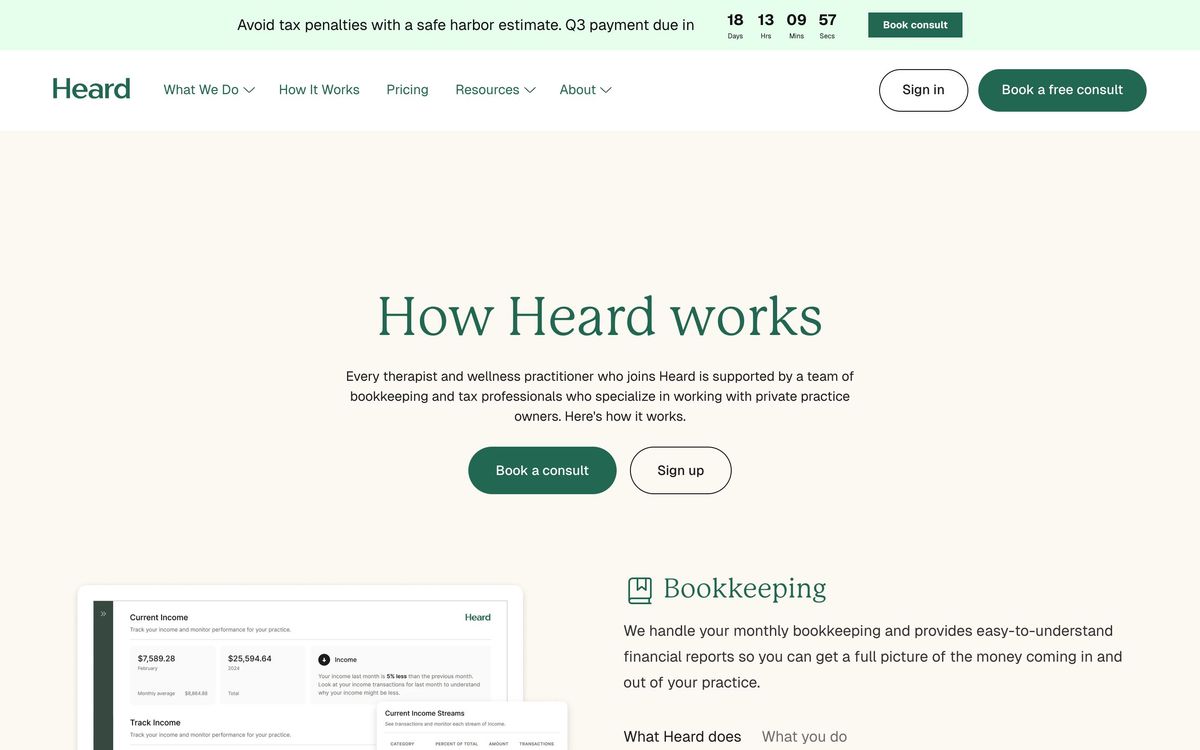 Heard, how it works page screenshot