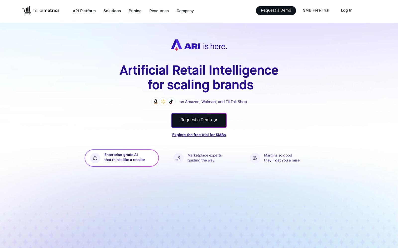 Teikametrics website: homepage
