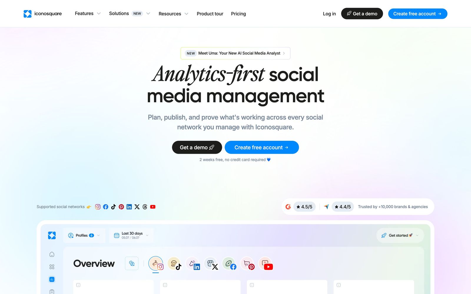 Iconosquare website, homepage