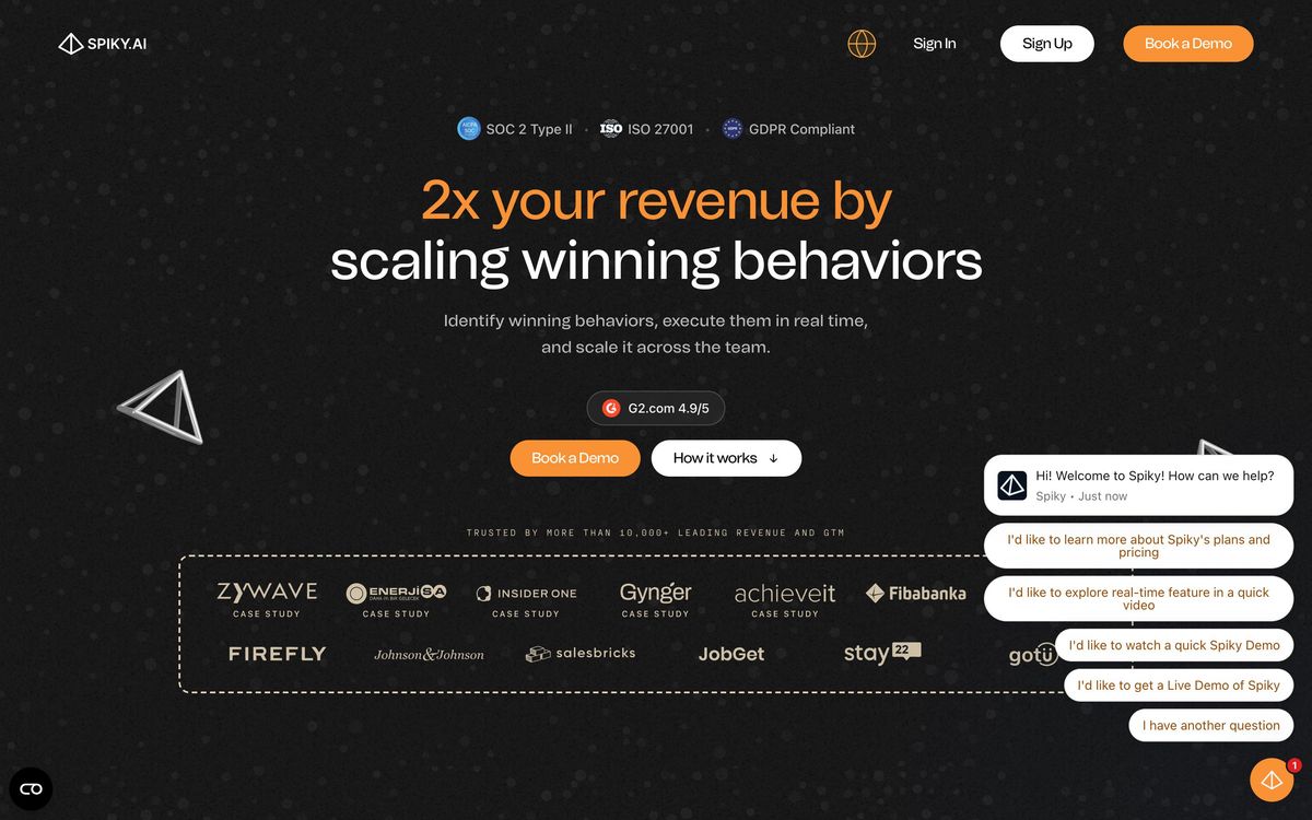 Spiky.ai, how it works page screenshot