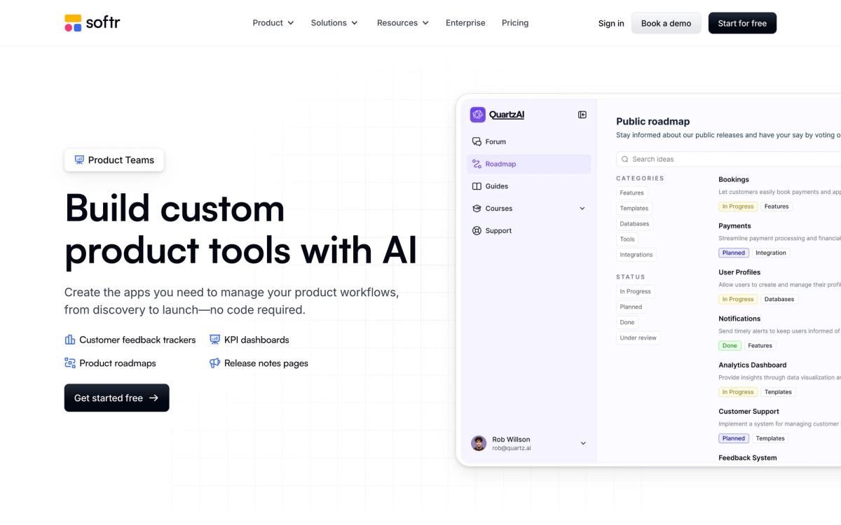 Softr, product page screenshot