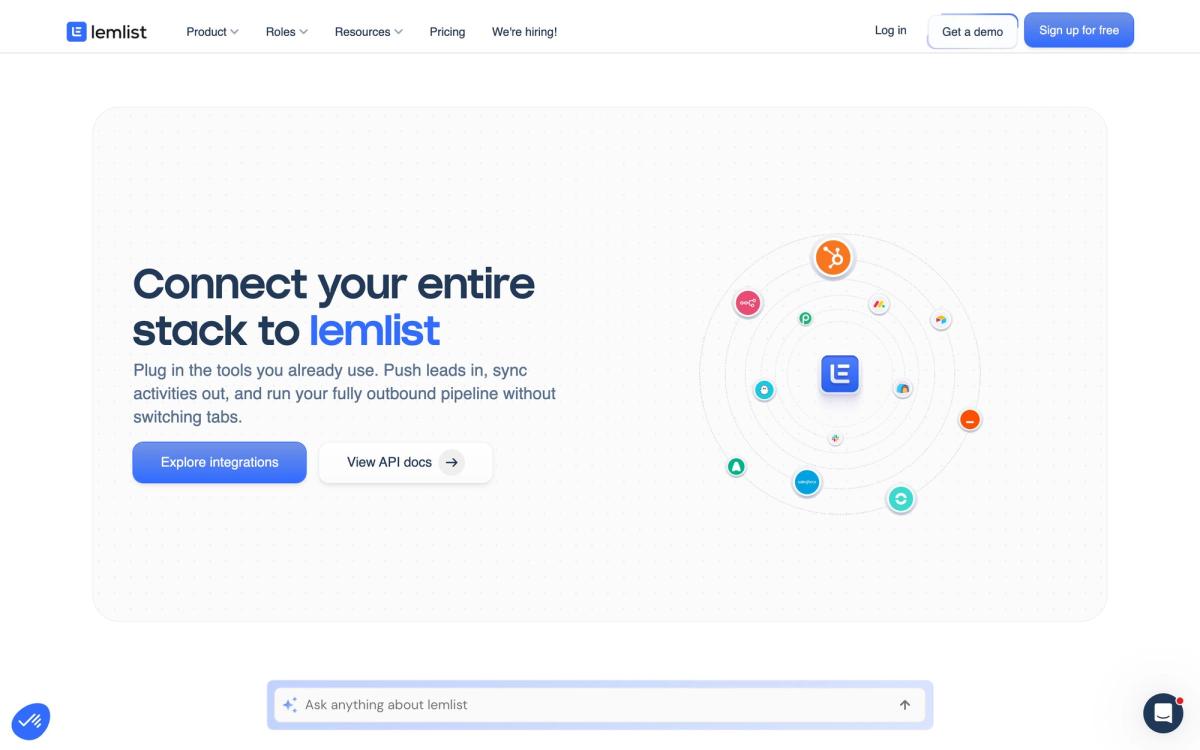 lemlist: integrations page screenshot