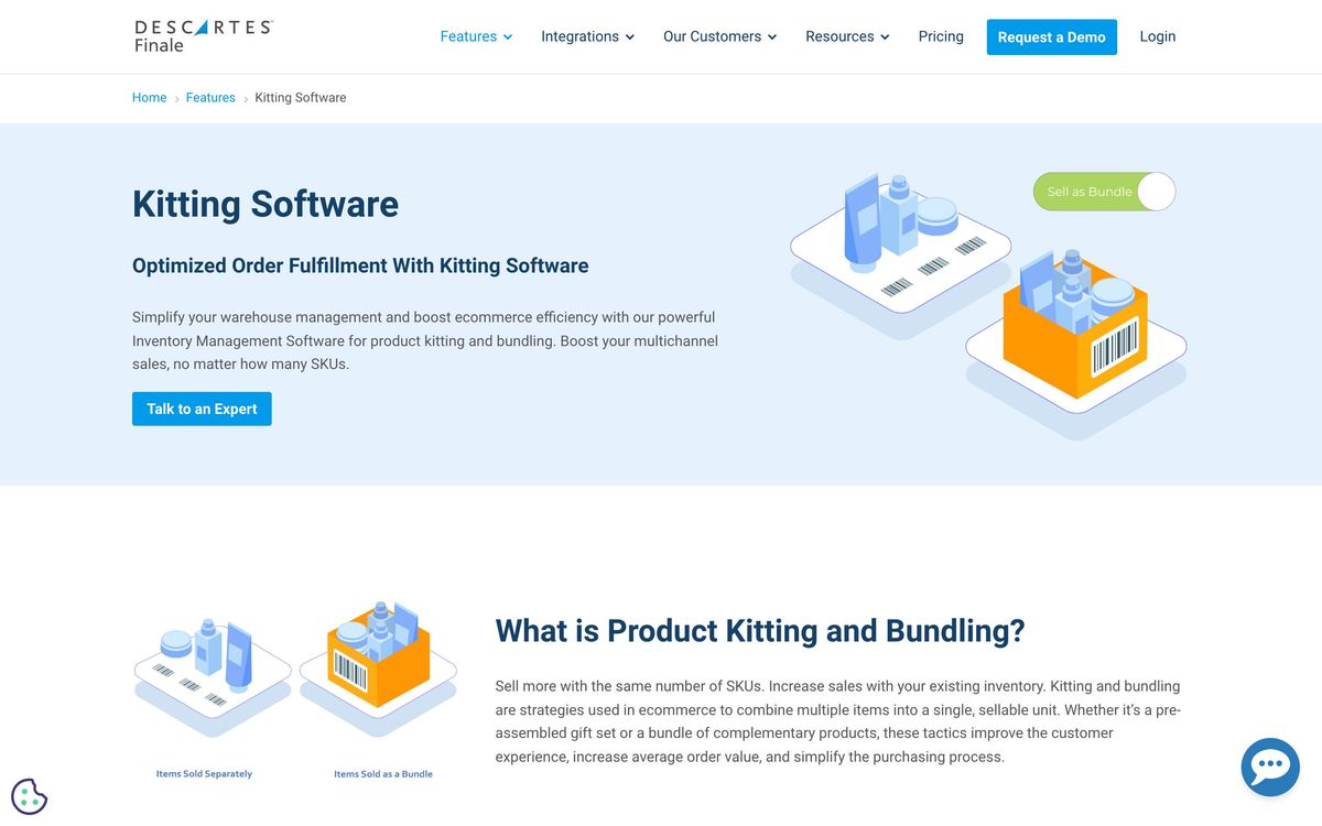 Finale Inventory, product page screenshot