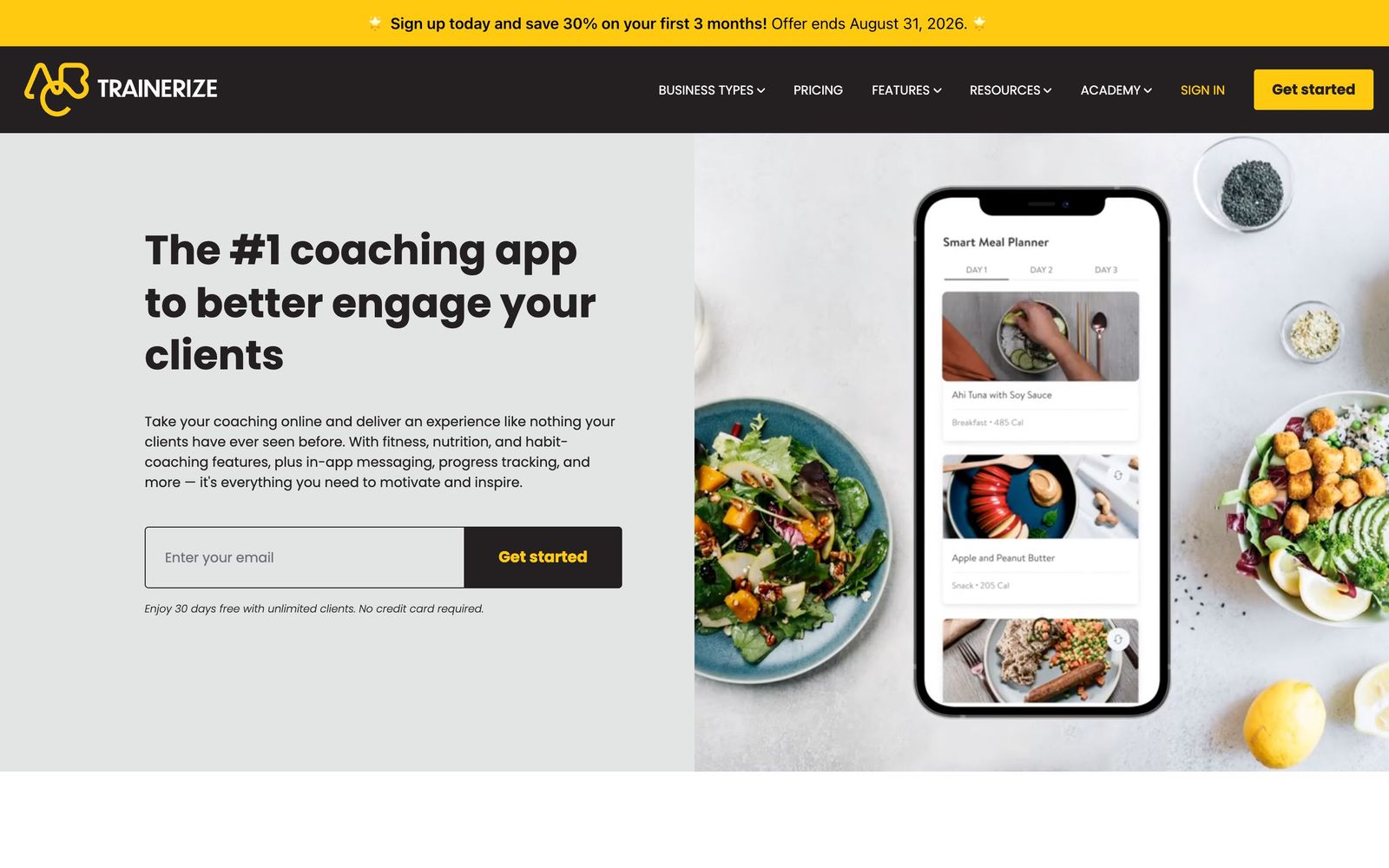 ABC Trainerize website, homepage