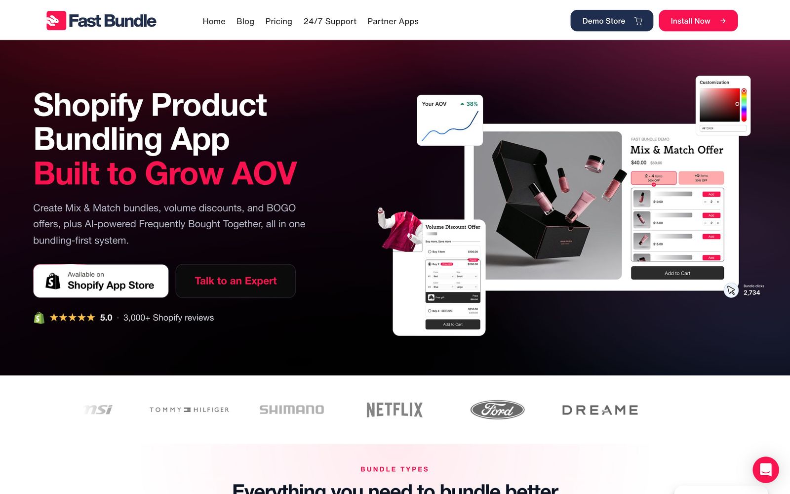 Fast Bundle website, homepage
