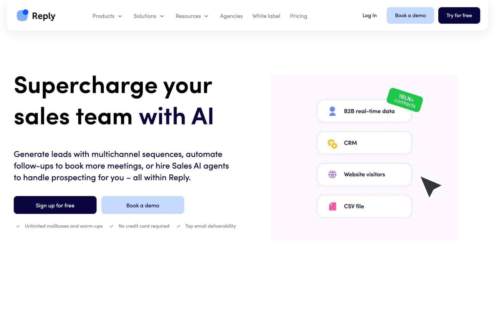 Reply.io website: homepage