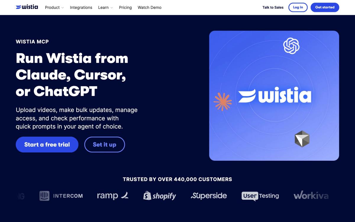 Wistia, product page screenshot