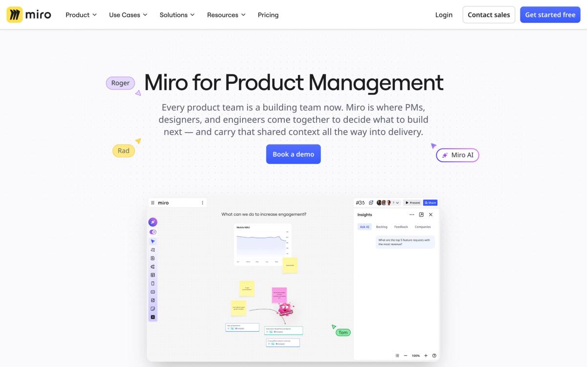 Miro, product page screenshot