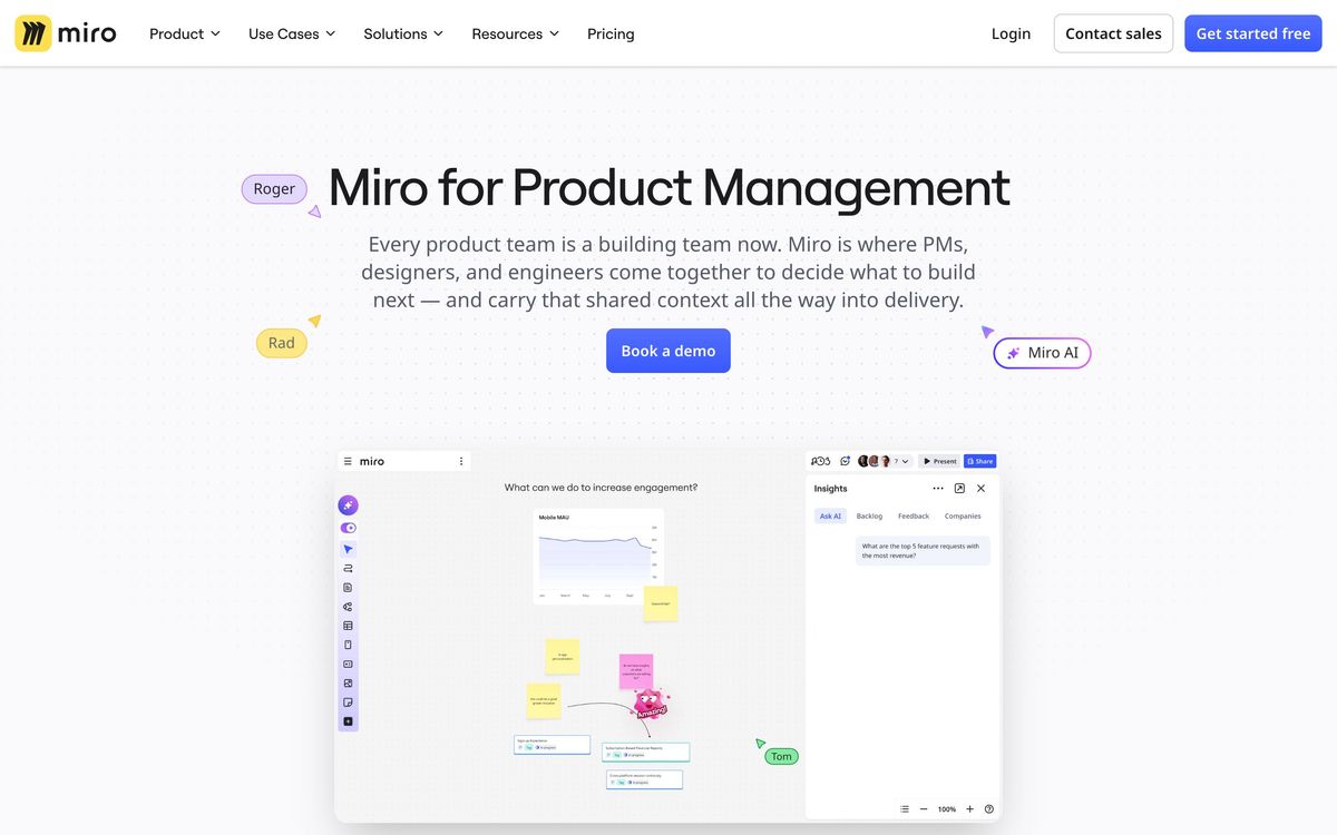 Miro, product page screenshot