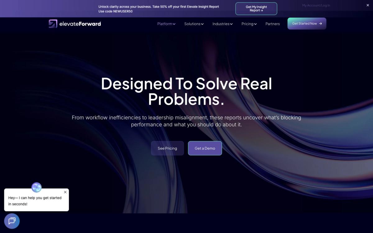 ElevateForward: solutions page screenshot