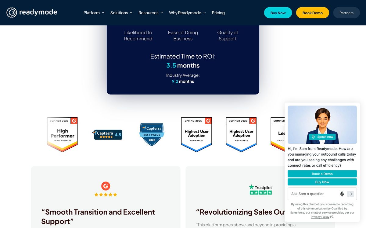 Readymode, product overview page screenshot