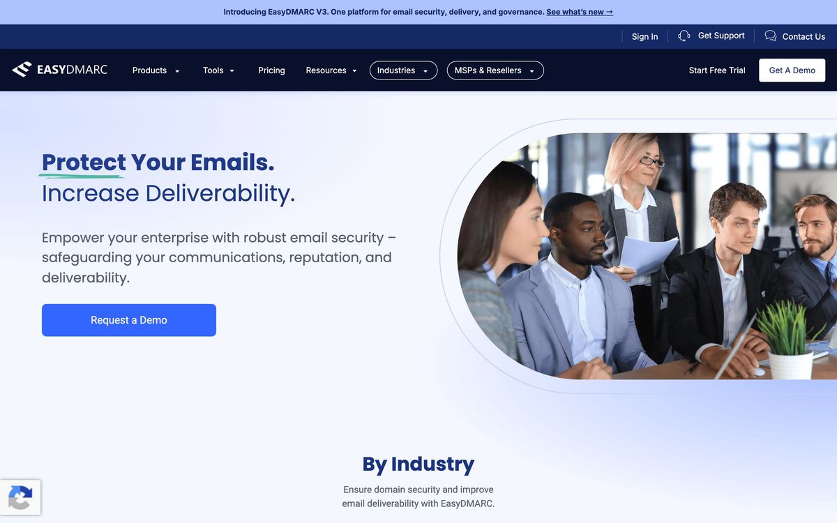 EasyDMARC, solutions page screenshot
