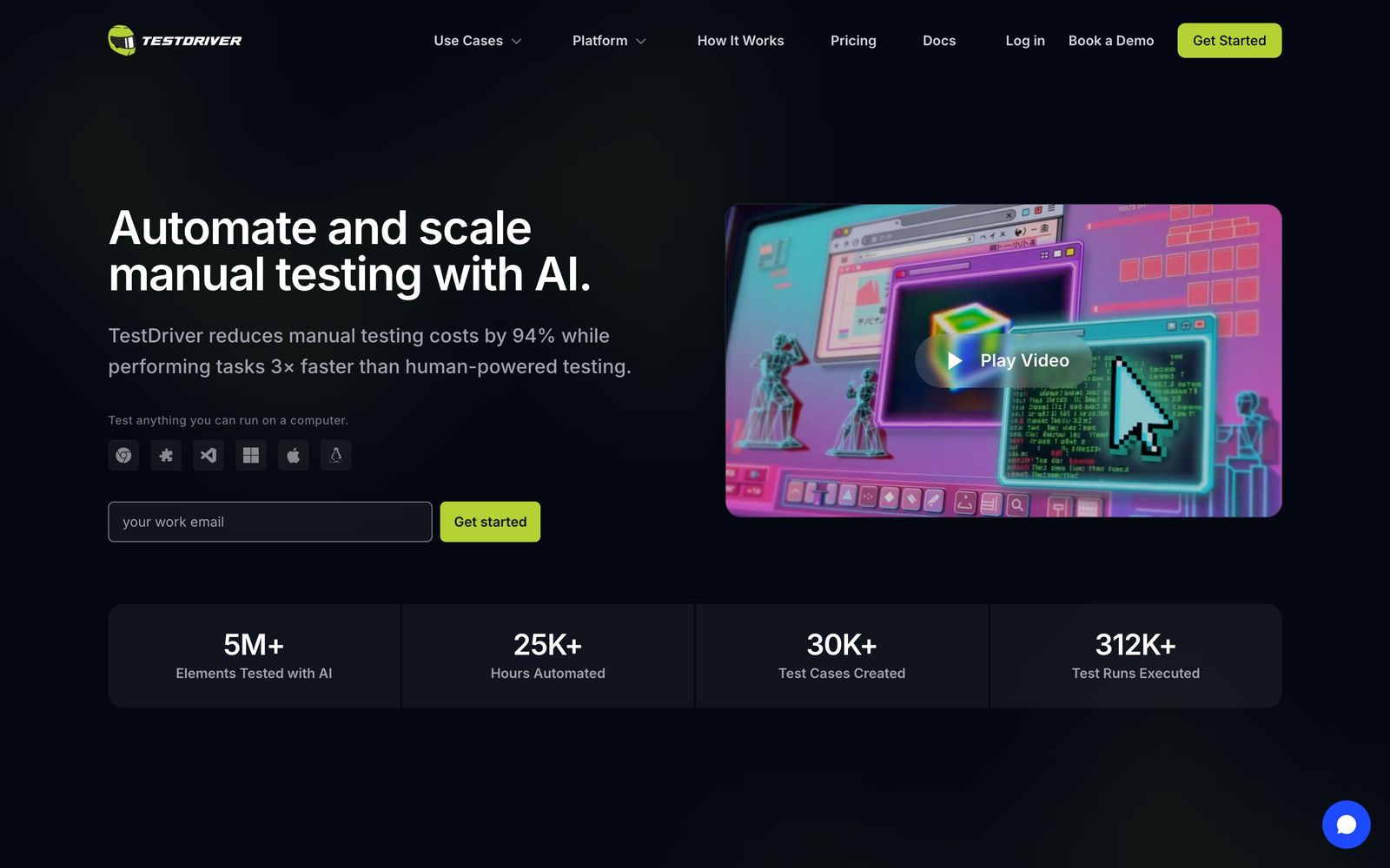 TestDriver.ai website: homepage