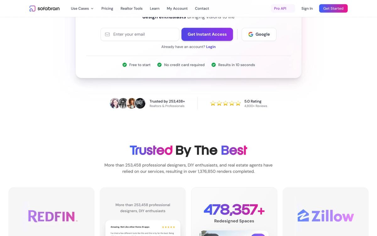 SofaBrain: product overview page screenshot