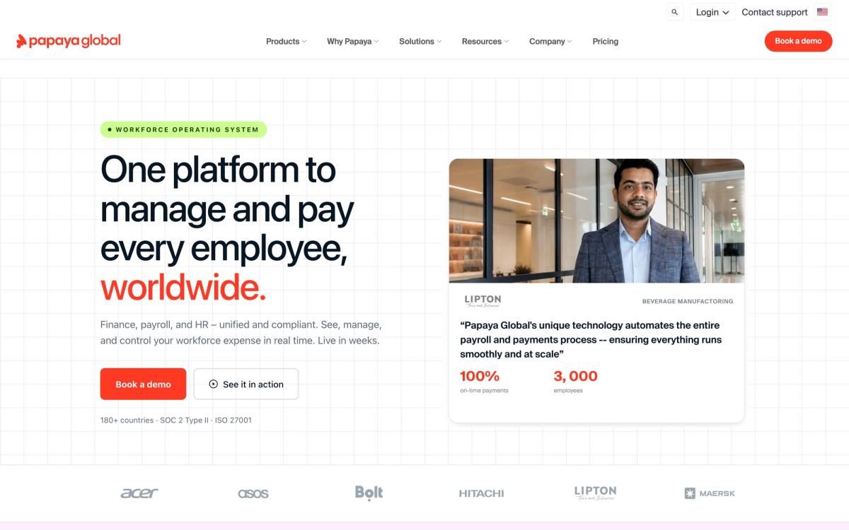 Papaya Global, how it works page screenshot