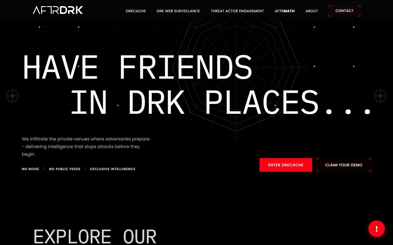 AFTRDRK website, homepage