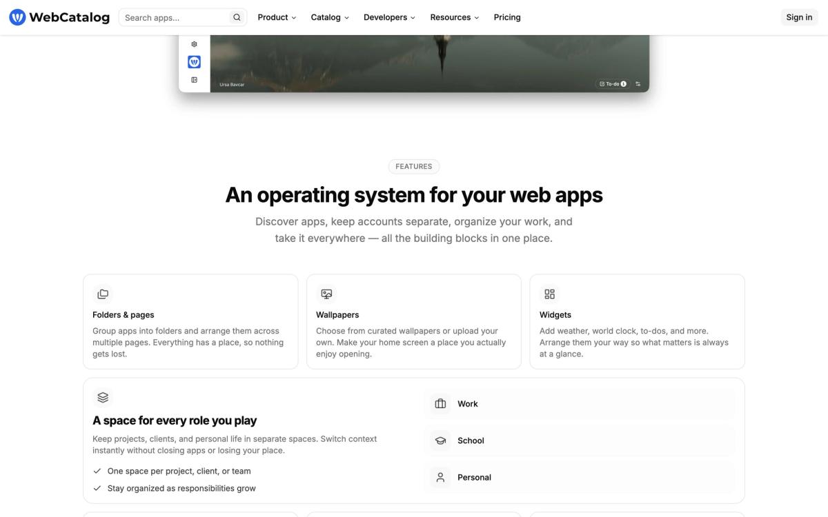 WebCatalog, product overview page screenshot