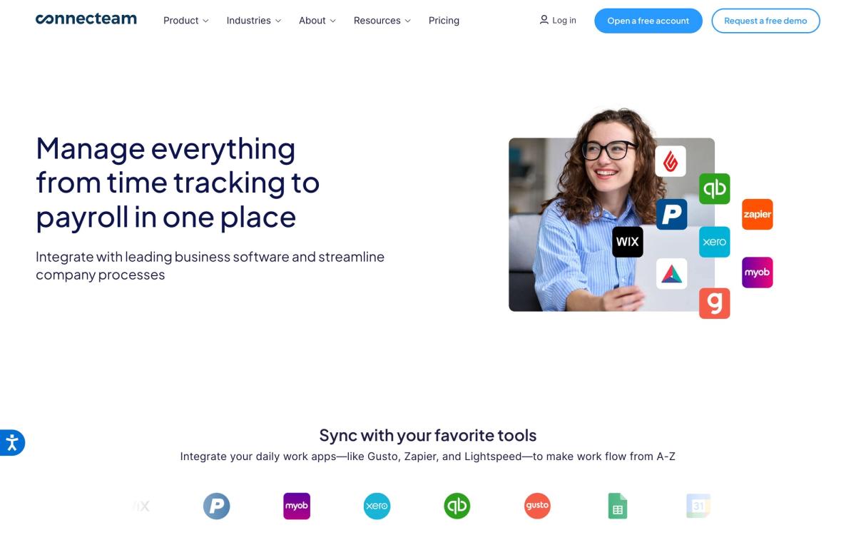 Connecteam, integrations page screenshot