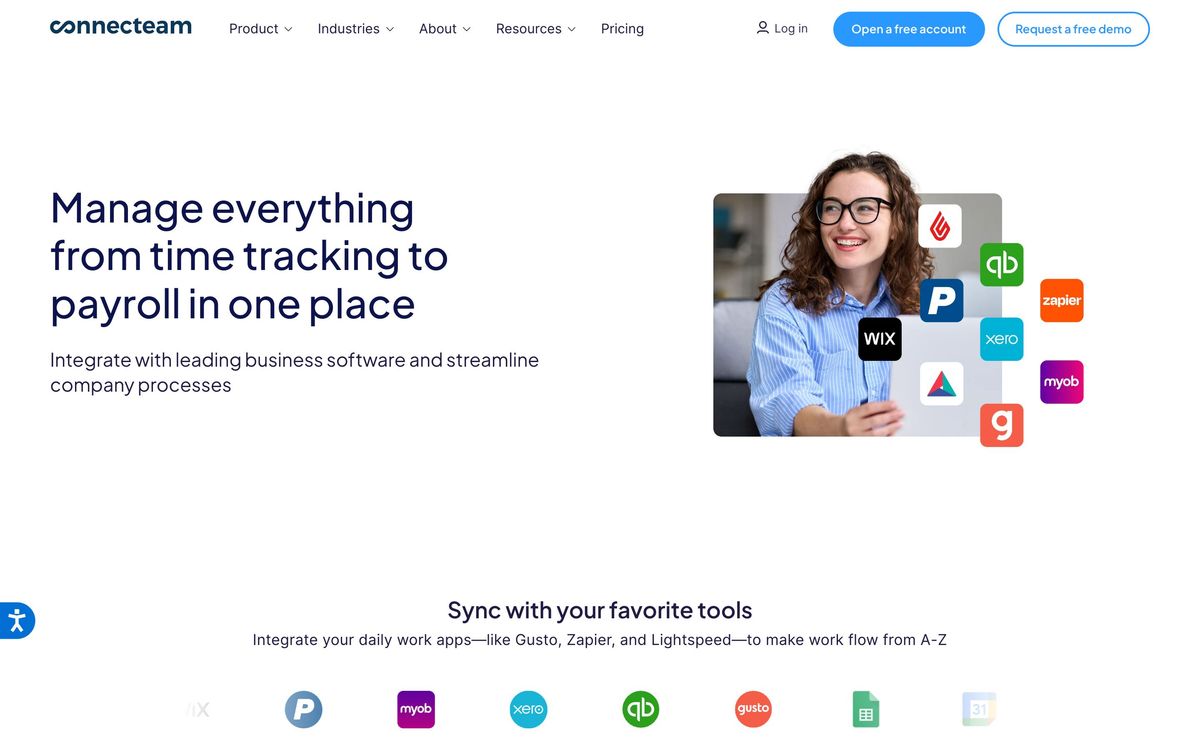 Connecteam, integrations page screenshot