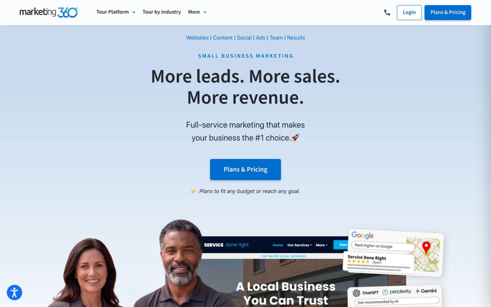 Marketing 360 website, homepage