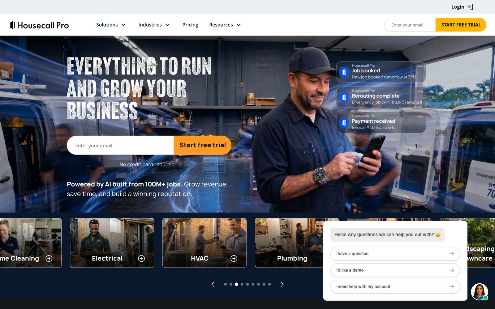Housecall Pro website, homepage