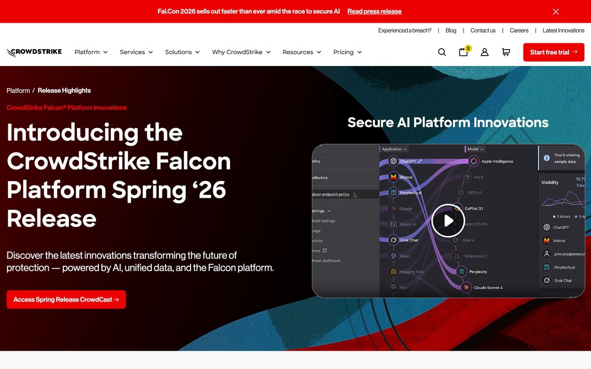 CrowdStrike, product page screenshot