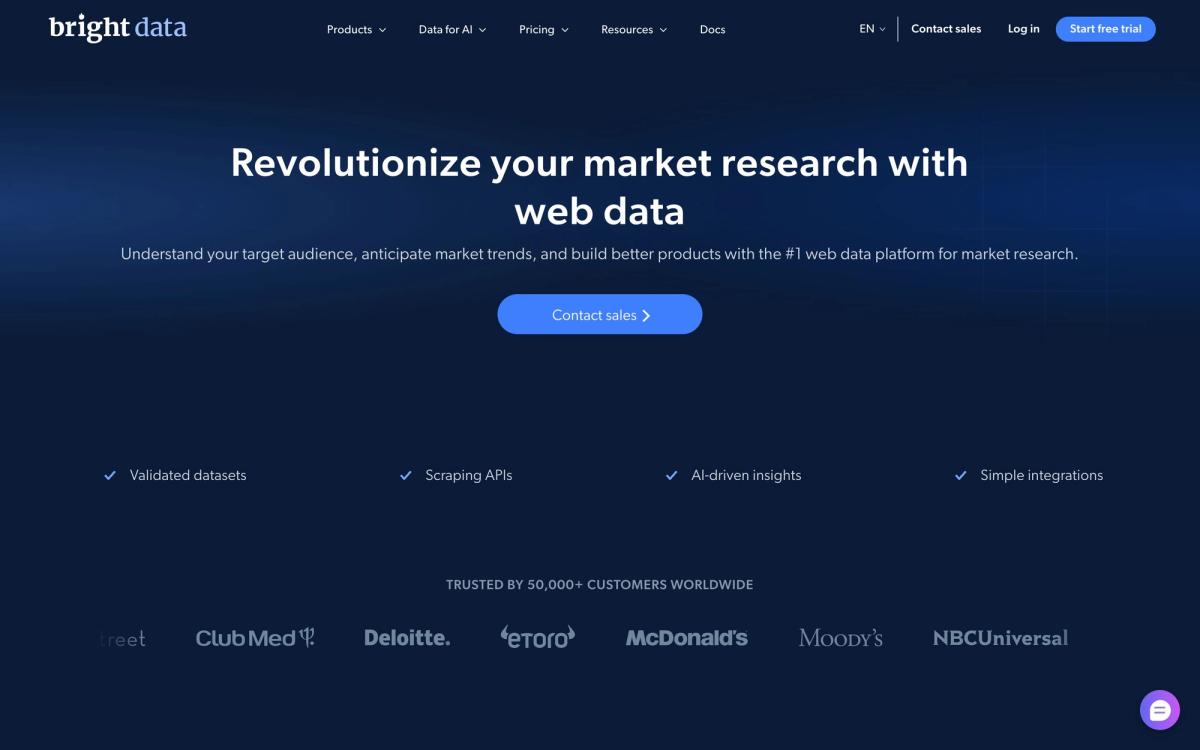 Bright Data, use cases page screenshot