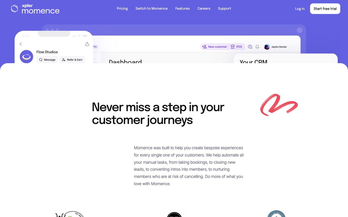 Momence, product overview page screenshot