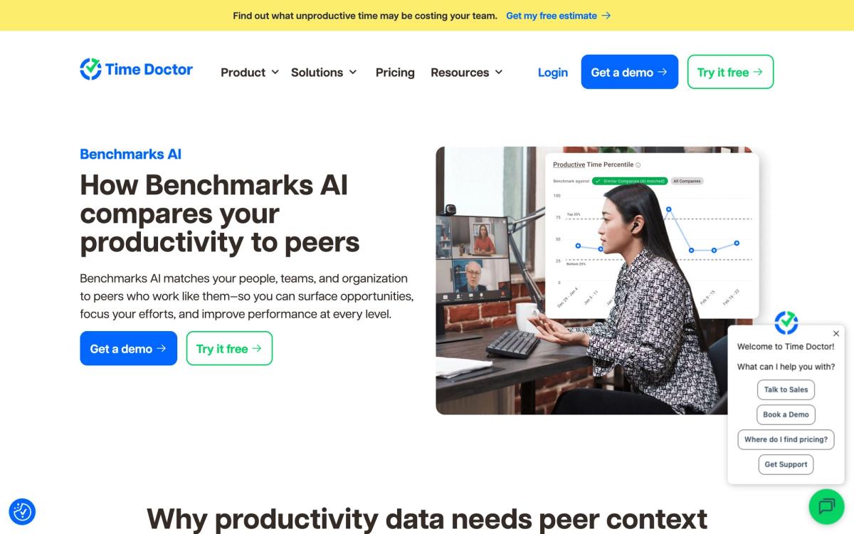 Time Doctor, features page screenshot