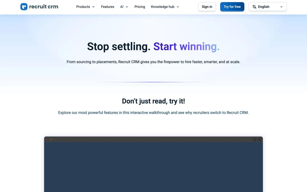 Recruit CRM: features page screenshot