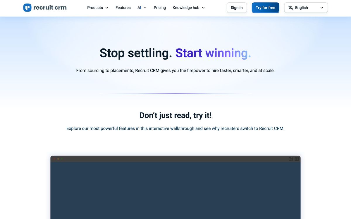 Recruit CRM: features page screenshot