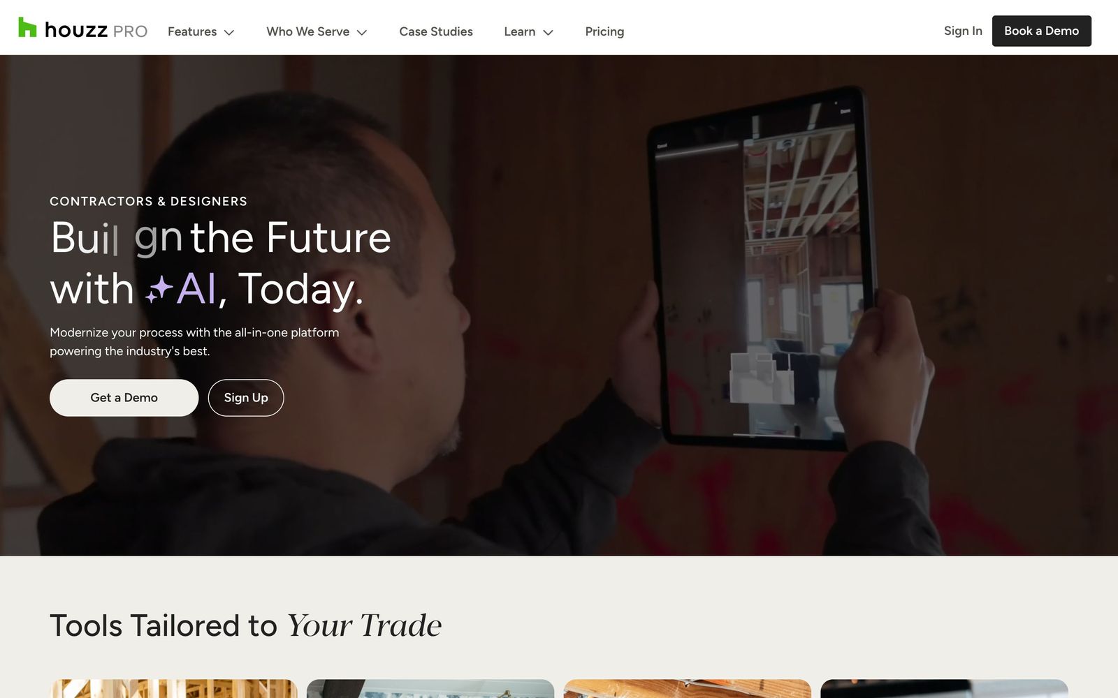 Houzz Pro website: homepage
