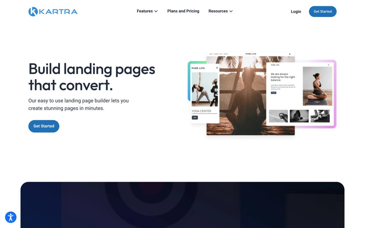 Kartra, features page screenshot
