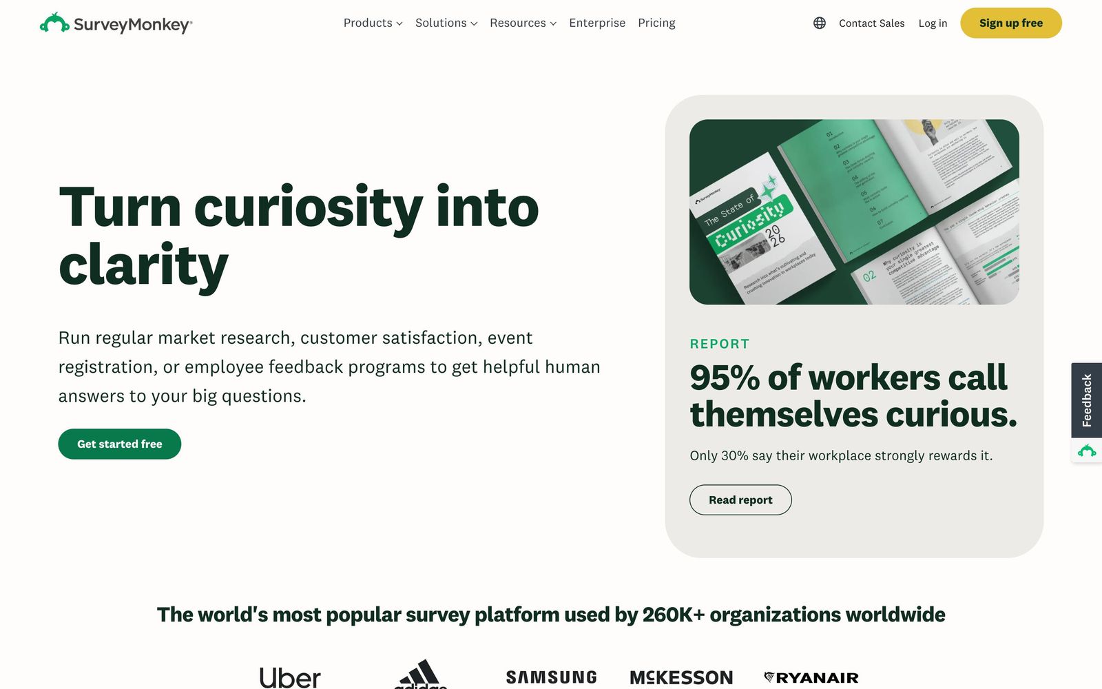 SurveyMonkey website, homepage