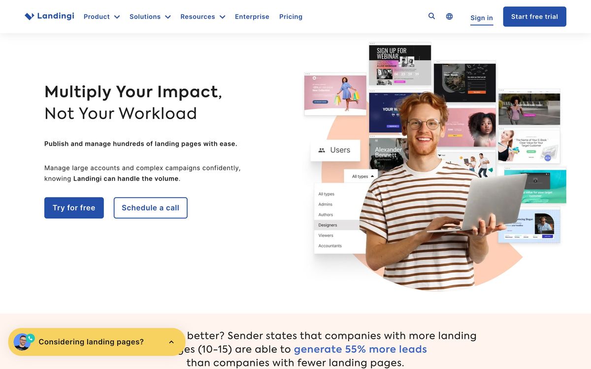 Landingi: features page screenshot