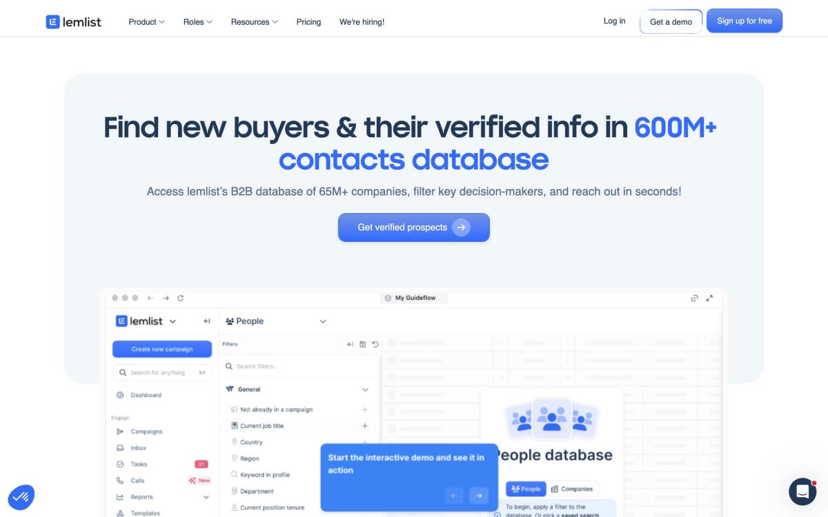 lemlist: product page screenshot