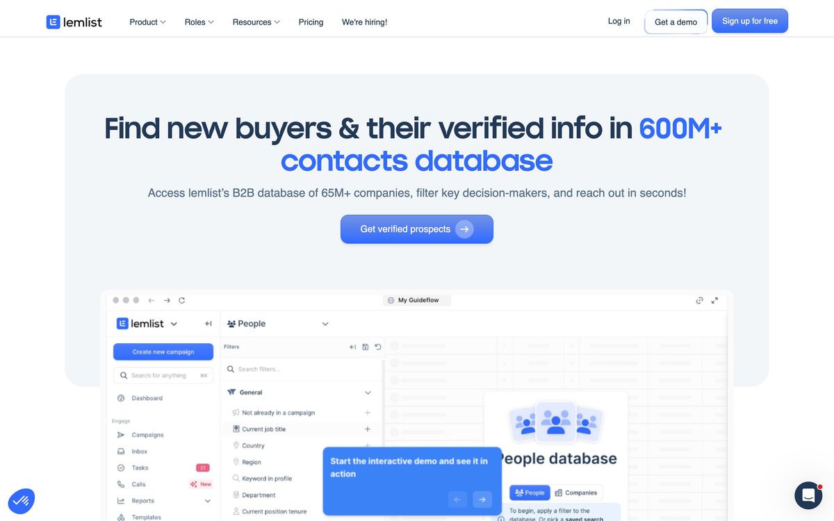 lemlist: product page screenshot