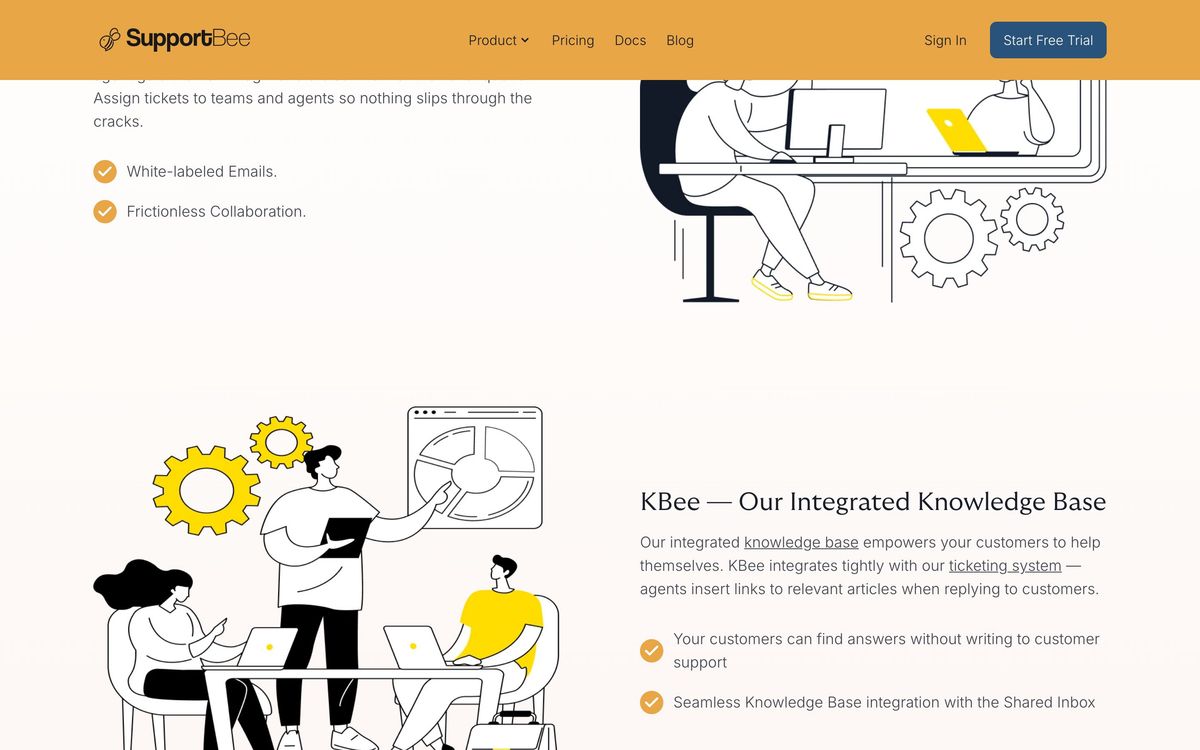 SupportBee, product overview page screenshot