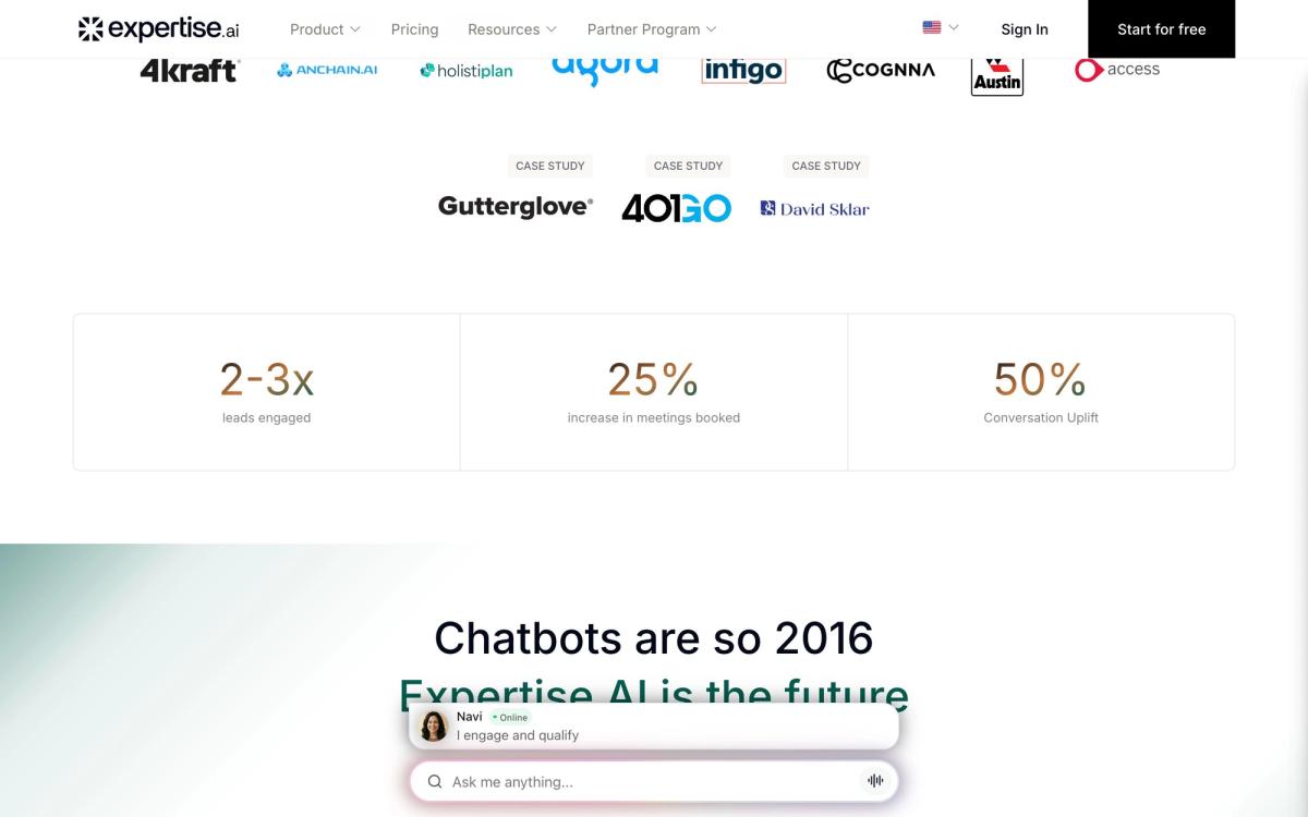 Expertise AI: product overview page screenshot